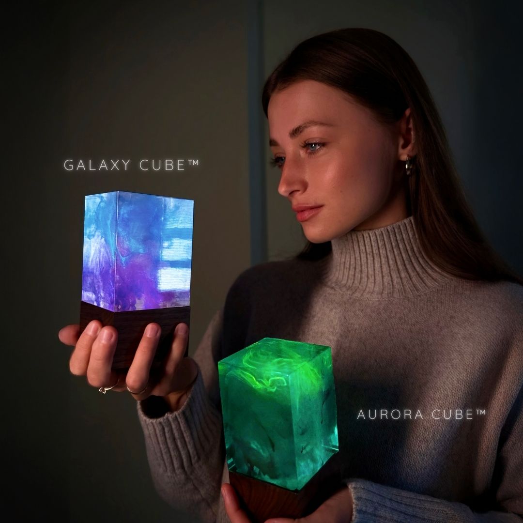 314 Cube The Galaxy Cube™ | Purple Handcrafted Ambient Lamp – Space Artsy