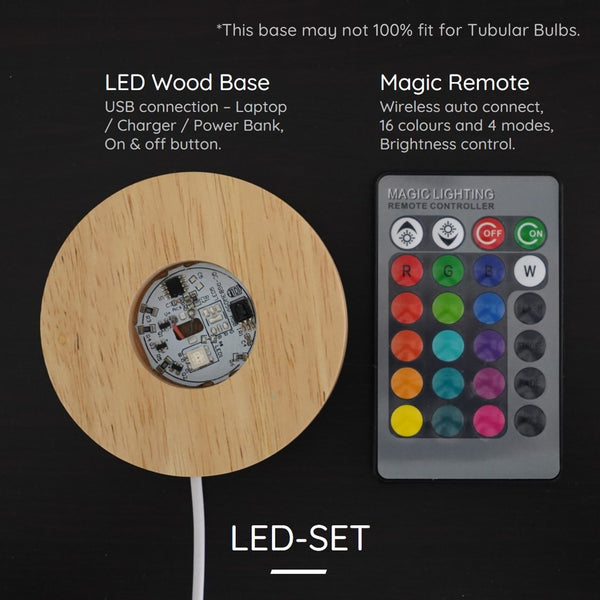 16 Colours LED Wooden Circular Base with Magic Remote – Space Artsy
